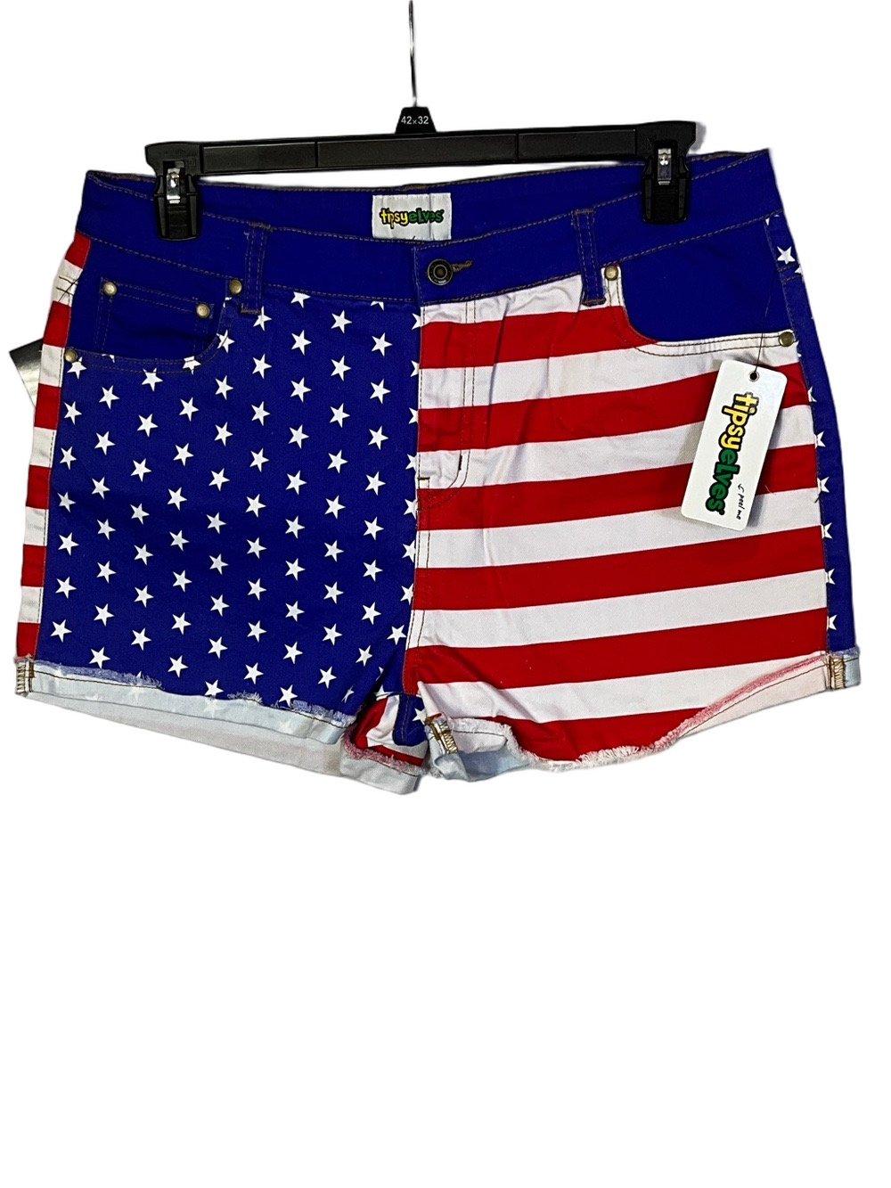 Tipsy Elves Liberty Jean Patriotic American Flag Jean Shorts Size 3X
